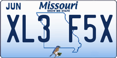 MO license plate XL3F5X