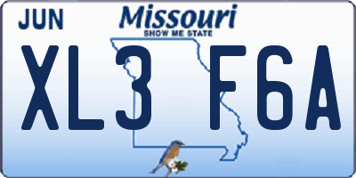 MO license plate XL3F6A