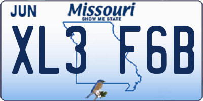MO license plate XL3F6B