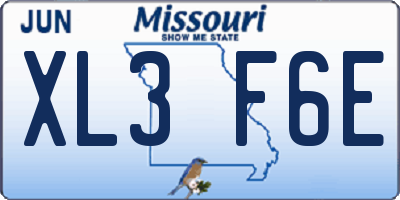 MO license plate XL3F6E