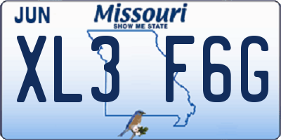 MO license plate XL3F6G