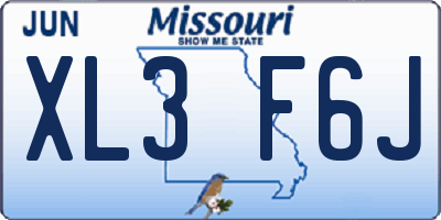MO license plate XL3F6J