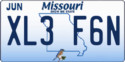 MO license plate XL3F6N