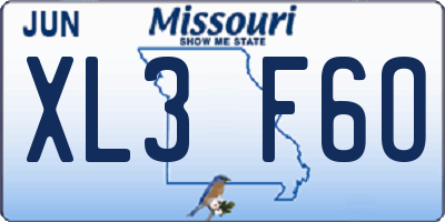 MO license plate XL3F6O