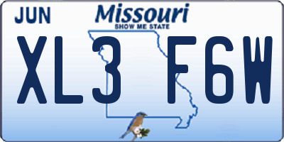 MO license plate XL3F6W