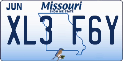 MO license plate XL3F6Y