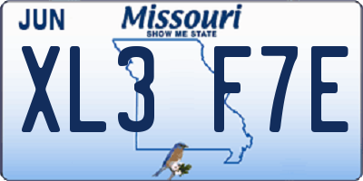 MO license plate XL3F7E