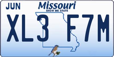 MO license plate XL3F7M
