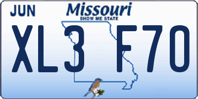 MO license plate XL3F7O