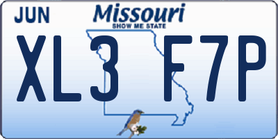 MO license plate XL3F7P