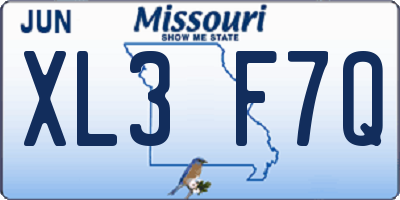 MO license plate XL3F7Q