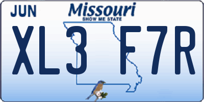 MO license plate XL3F7R
