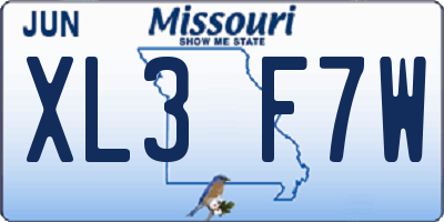 MO license plate XL3F7W