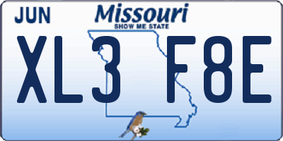 MO license plate XL3F8E