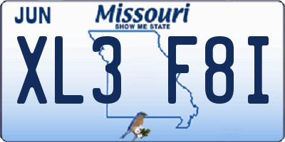 MO license plate XL3F8I
