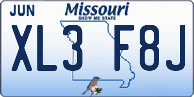 MO license plate XL3F8J