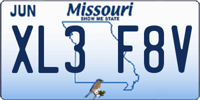 MO license plate XL3F8V