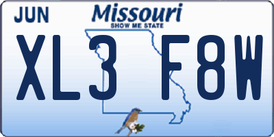 MO license plate XL3F8W
