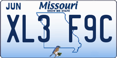 MO license plate XL3F9C