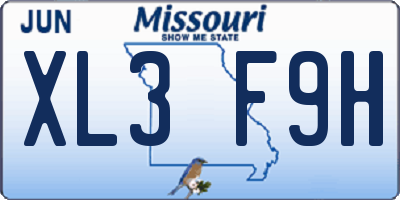 MO license plate XL3F9H