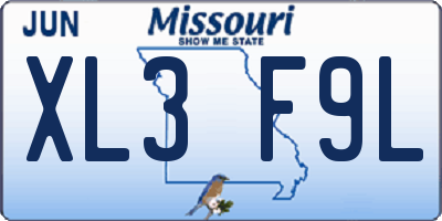 MO license plate XL3F9L
