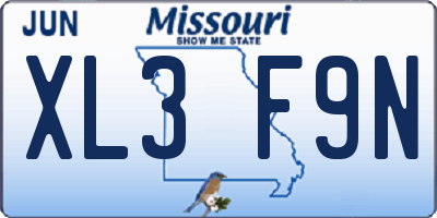 MO license plate XL3F9N