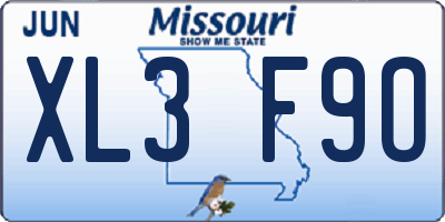 MO license plate XL3F9O