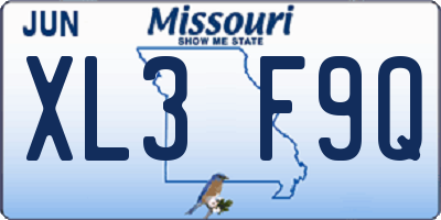 MO license plate XL3F9Q