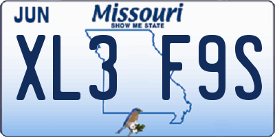 MO license plate XL3F9S