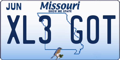 MO license plate XL3G0T