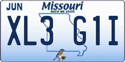 MO license plate XL3G1I