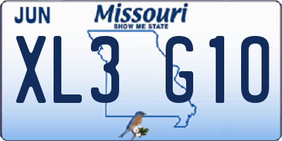 MO license plate XL3G1O