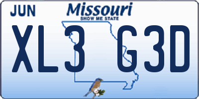 MO license plate XL3G3D