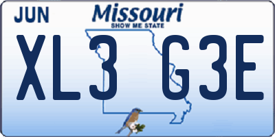 MO license plate XL3G3E
