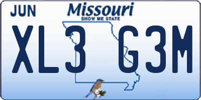 MO license plate XL3G3M
