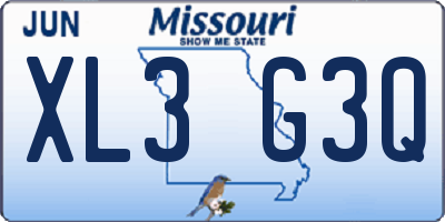 MO license plate XL3G3Q