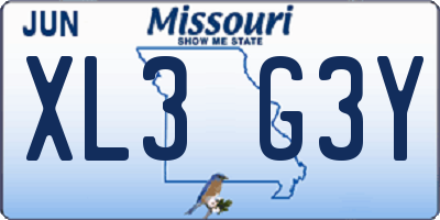 MO license plate XL3G3Y