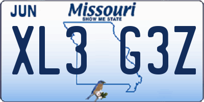 MO license plate XL3G3Z