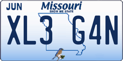 MO license plate XL3G4N
