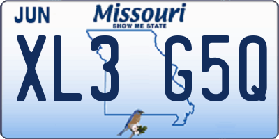 MO license plate XL3G5Q