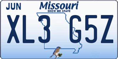 MO license plate XL3G5Z
