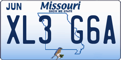 MO license plate XL3G6A