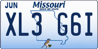 MO license plate XL3G6I