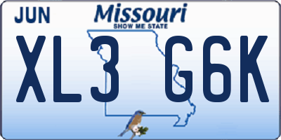 MO license plate XL3G6K