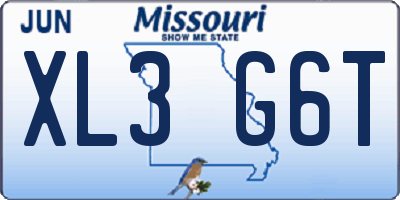 MO license plate XL3G6T