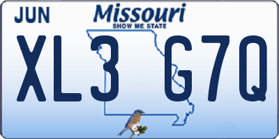 MO license plate XL3G7Q