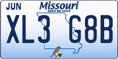 MO license plate XL3G8B