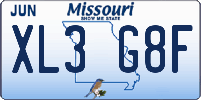 MO license plate XL3G8F
