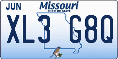 MO license plate XL3G8Q
