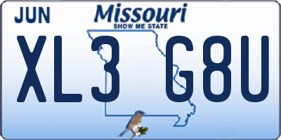 MO license plate XL3G8U